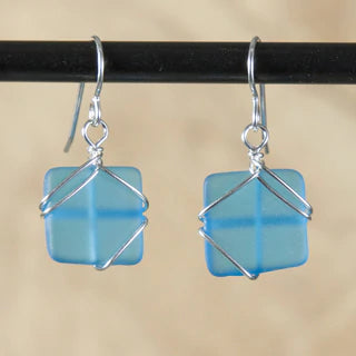 Seaglass Wrapped Earrings