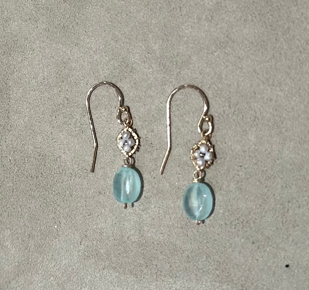 Michelle Pressler Pearl/Aqua Earrings