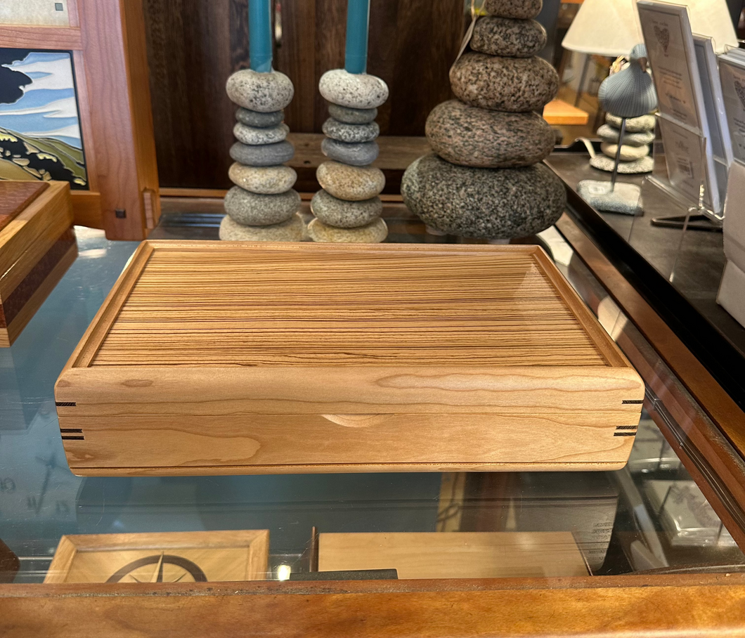 Cherry & Zebrawood Lg. Valet Jewelry Box