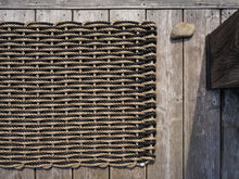Load image into Gallery viewer, Handwoven Lobster Rope Doormat: Charcoal/Sand