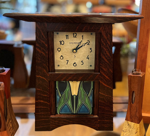 Oak Lotus Mantle Clock