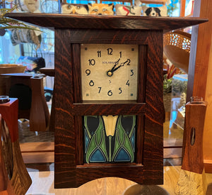 Oak Lotus Mantle Clock